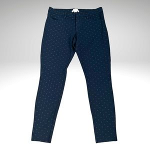 J. CREW The Gigi Pant Dark Navy Blue Polka Dot Print Stretchy Dress Pants Size 4